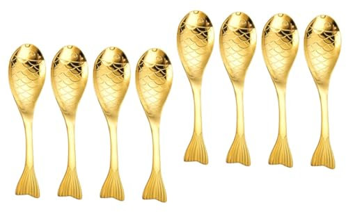 OUNONA 8stücke Teiliges Fischförmiger Metalllöffel Für Suppe Dessert Und Kreatives Design Für Zuhause Und Feste Rostfreier Und Praktischer Esslöffel
