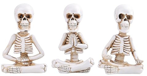 BestAlice 3 Stück Yoga-sitzende Skelette-Figuren, Mini-Skelett-Dekoration, Neuartige Yoga-Schädel-Statue-Figuren, Halloween-Statue für Zuhause, Schlafzimmer, Büro, Desktop