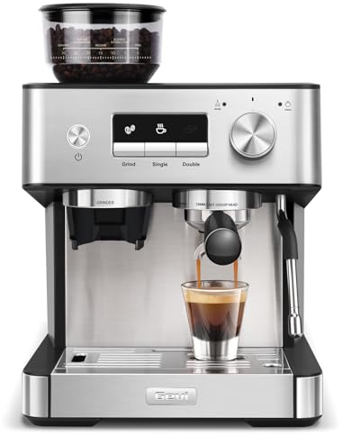 Gevi (2026 Upgrade 20 Bar Espresso Machine with Grinder & Milk Frother, Professional Coffee Maker for Home, Cappuccino & Latte, Removable Water Tank, Steam Wand