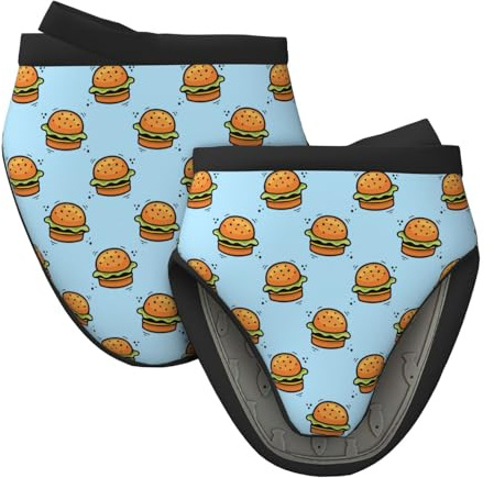 Mini guanti da forno in silicone, simpatici guanti da forno blu per hamburger, resistenti al calore, presine per cucina e cottura, guanti da forno carini, 2 pezzi