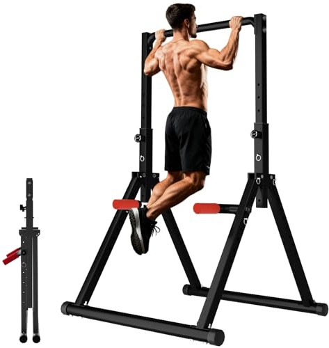 DOBESTS Power Tower Pull Up Bar Free Standing, Adjustable Foldable Pull Up Station, Home Gym Strength Training Equipment 700LBS