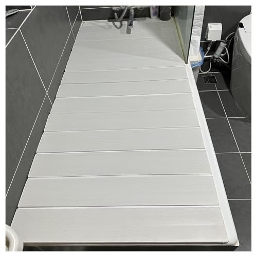 Genérico Cubierta de bañera Plegable, Cubierta de bañera Plegable, Tapa de persiana, Estante de baño, Estante de Almacenamiento Ajustable, Cubierta de Aislamiento, Bandeja de bañera de PVC multifunci