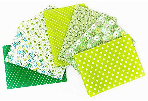 7 Stück Baumwollstoff, Quadratisch, Patchwork, 25,4 X 25,4 Cm, Stoffe, Baumwolle, Bedruckter Bastelstoff, Patchwork, Vorgeschnittene Patchwork-Stoffe, Floral Bedruckter (Grün)