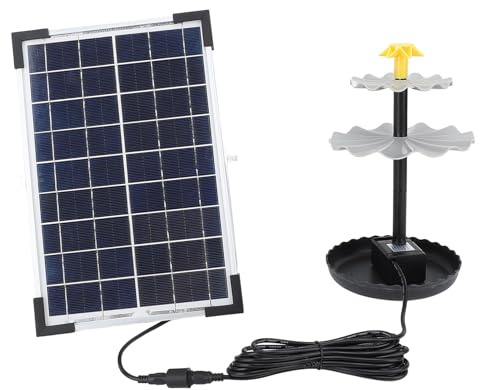 Kit Pompa Acqua Ad Energia Solare - Pompa Fontana con Sollevamento da 150 Cm, Portata 200 L/h per Vasche per Uccelli, Giardini, Piscine e Acquari