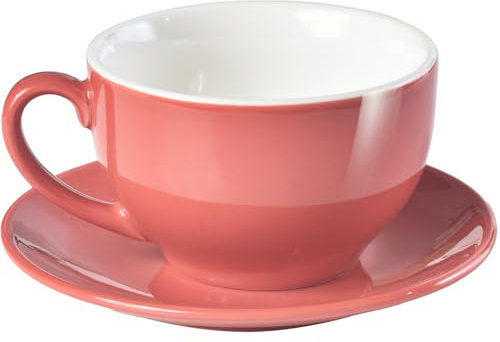 ionEgg 220ml Porcelain Coffee Cup with Saucer for Cappuccino, Latte and Tea Pink