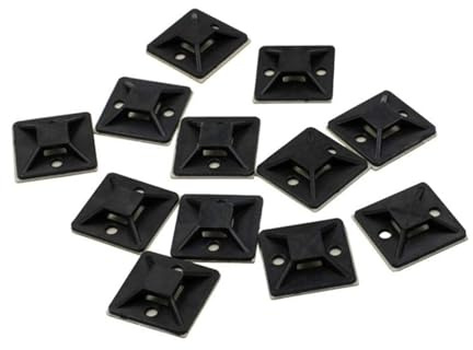 100 Pcs Cable Ties Set, Black Cable Ties Adhesive Mounts, 20 x 20mm Cable Holder Sticky Pads, Organising Wires at Home, Office & Workshop, Durable Mount Base Holders