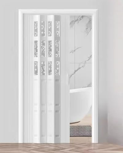 Platzsparende Akkordeon-Falttüren, Acryl, PVC, temporär, aufrollbar, für Badezimmer und Schlafzimmer, 96 x 101 cm, stilvoll und funktional, Weiß