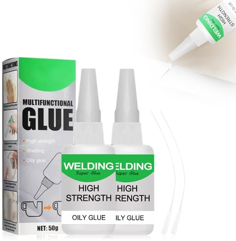 Sekundenkleber, 2025 Sekundenkleber Extra Stark Kleber 50g mit Nadel Verschluss gegen Austrocknung für Keramikharz Metallglas (2PCS)