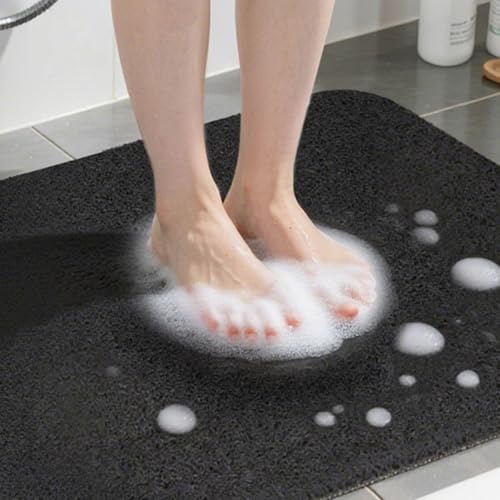 COSYLAND Duschmatte rutschfest 60x60, Badewannenmatte rutschfest mit Ablauf, Weiche PVC-Luffa Rutschmatte Dusche, Schnell Anti Rutsch Badematte, Schwarz