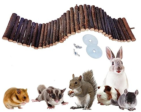 Milisten Wooden Hamster Chewing Toy Hanging Bridge 40x8cm Pet Climbing Ladder Small Animal Supplies for Rodents and Hamsters
