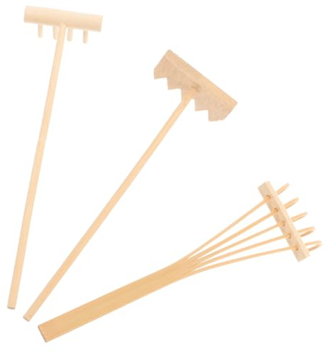POPETPOP 3pièces Lot de Mini Râteaux Bambou Naturel pour Jardin Zen Décoration Feng Shui Accessoires De pour Bureau Et Maison Outils De Sable Écologiques Odeur
