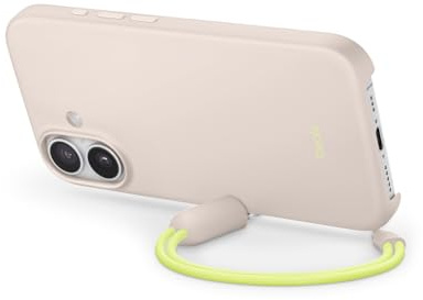 Beats Coque avec béquille pour iPhone 17 équipée MagSafe avec Commande de l'appareil Photo, Support intégré et dragonne, Fini Mat et Doublure en Tissu Microfibre - Gris Gypse