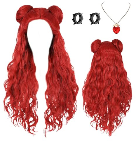 Rote Perücke, Hochtemperaturfaser, Meerjungfrauen-Perücke, Halloween-Perücke, stilvolles Kostümzubehör, geeignet für Halloween-Partys, Cosplay-Events, Themenfeiern und tägliche Verkleidungen