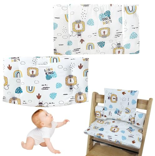 KBIBCK Hochstuhl Sitzkissen Set,Sitzkissen für Stokke Tripp Trapp Hochstuhl,Tripp Trapp Sitzkissen mit Klettverschluss,Laminierte Beschichtung,Doppelte Rückenpolsterung,Wasserdicht,Maschinenwaschbar