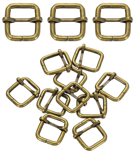 QUARKZMAN 32Pcs Boucle Coulissante Métallique 5/8(15mm) Bronze 26mm | Boucle Tri-Glisse Réglable Avec Barre Mobile Pour Sacs Et Ceintures