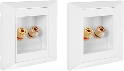 Aboiledy Lot de 2 prises murales avec haut-parleur 2 prises jack Blanc