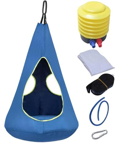 Hamac Suspendu, Balançoire Hamac, Siège De Balançoire Avec Coussin Gonflable, Balançoires Sensorielle Réglable En Tissu Oxford,Capacité De Charge Jusqu'à 150 Kg,Pour Salon,Jardin,Patio,Balcon, Pelouse