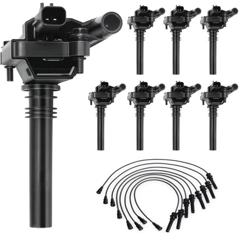 Motorevo Ignition Coil Pack with Wire Set of 8 Compatible with Dodge Chrysler Jeep 5.7L V8 Ram 1500 2500 3500 Durango Magnum 300 Grand Cherokee 2003 2004 2005 Replace UF378, 358329