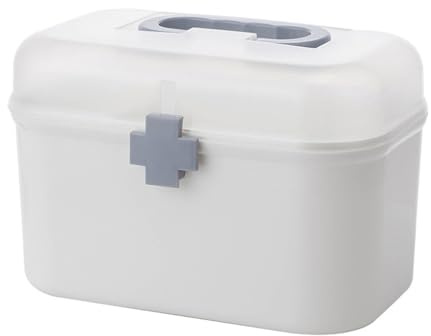 ALCXAZS Caja de almacenamiento de medicamentos, pastilleros primeros auxilios emergencia gran capacidad, herramientas multicapa, manija, accesorios para cajones pecho