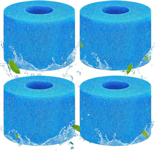 RICUHJIAJU Filtersvamp typ S1, 4 stycken poolfilter, skumsvamp, svampfilter, återanvändbar filtersvamp för typ S1, skumpoolfilter för pool, akvarium, spa (blå)