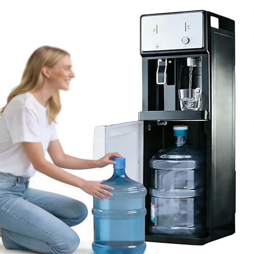 Fontaine à Eau sur Pied，Machine à Refroidisseur d'eau avec remplissez le fond d'eau, 3 températures d'eau, Distributeur d'eau Chaude Et Froide pour la Maison, Le Bureau ou Les commerces