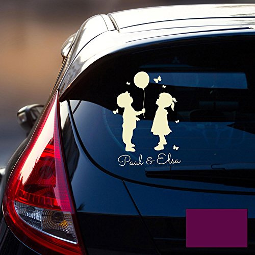 ilka parey wandtattoo-welt Autotattoo Kinder Autoaufkleber Heckscheibe Junge und Mädchen Luftballon Wunschname M2196 - ausgewählte Farbe: *lila* ausgewählte Größe: *M - 20cm breit x 30cm hoch*