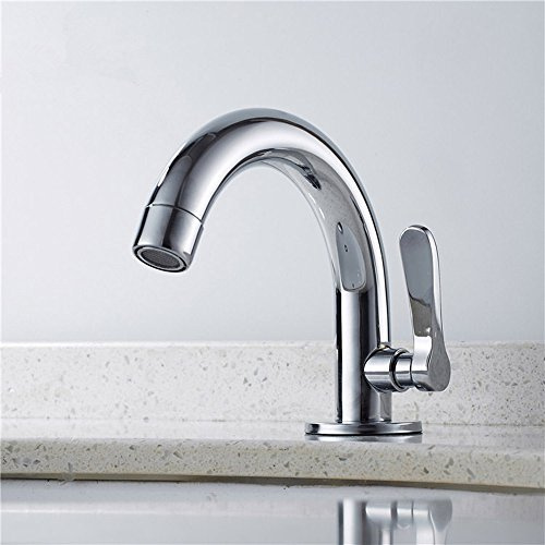 Einhebel-Messing-Wasserhahn für Badezimmer, WC, Waschbecken, Wasserhahn, Kaltwasserarmatur, verchromt