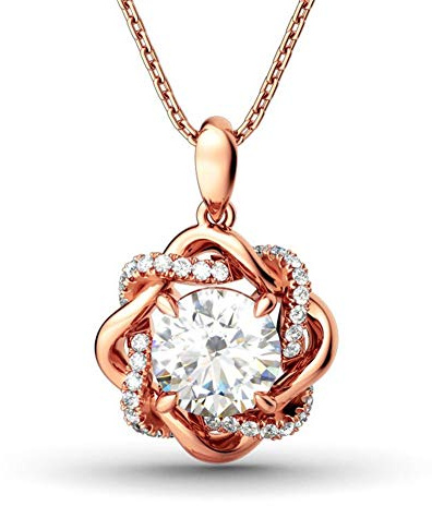Jeulia Damen Halskette 925 Sterling Silber Knoten der Liebe Halskette mit Blume Anhänger Halskette Schmuck Geschenk für Damen mit Geschenkbox und Karte