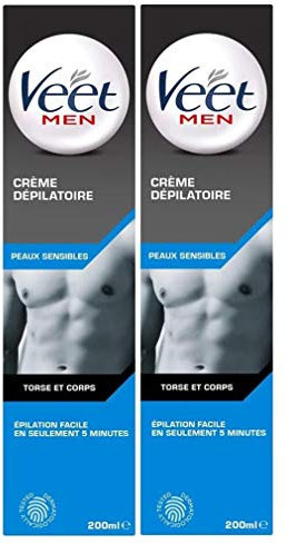 VEET Veet Men - Lote de 2 cremas depilatorias sensibles, tubo de 200 ml