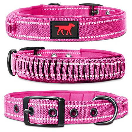 Tuff Pupper Heavy Duty Dog Collar with Handle | Ballistic Nylon Heavy Duty Collar | Padded Reflective Dog Collar with Adjustable Stainless Steel Hardware | Convenient Sizing for All Breeds