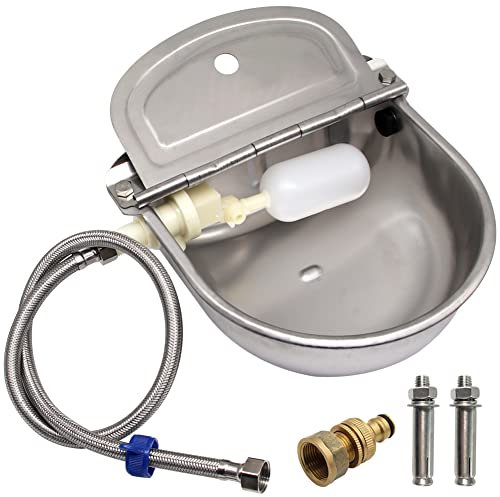 Lucky Farm Automatischer Rinderbewässerer für Pferde, Schafe, Ziegen, Schwein, Hund Wassertränke, Wassernapf, Rohr und Adapter und Befestigungsschrauben