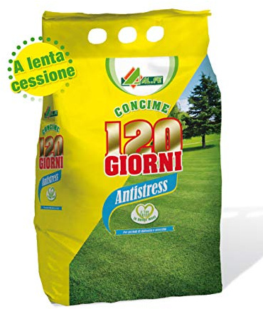 AL.FE CONCIME 120 Giorni Antistress Concime a lenta cessione, nutre Fino a 4 Mesi, da impiegare sui tappeti erbosi Durante i periodi di Stress climatico. (Maggio-Giugno e Ottobre-Novembre) kg 4