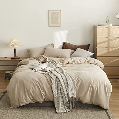 CoutureBridal Bettwäsche 220x240cm Khaki Uni Unifarben Atmungsaktiv Weiche Microfaser Einfarbig Bettbezug mit Reißverschluss und 2 Kissenbezug 80x80cm Doppelbett