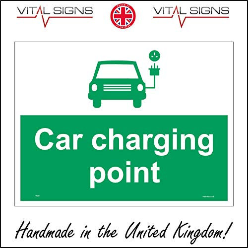 VE229 Car Charging Point Sign Electric Plug in Carbon Garage Shop Evs Hybrid 150mm x 100mm 1mm PVC Foamex
