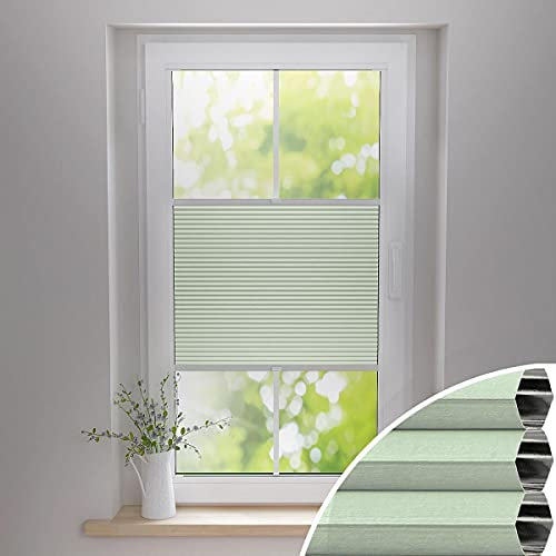 Gardinen21 Thermo Wabenplissee ohne Bohren | Waben-Plissee Klemmfix | Plissee 35x130 für Türen & Fenster | Sonnenschutz, Sichtschutz, Schallschutz, 100% Verdunkelung