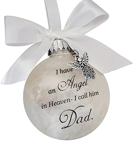 Uposao Transparenter Weihnachtsschmuck mit Federkugel,ein Stück meines Herzens ist in Heaven Runder Weihnachtskugeln Weihnachtsschmuck hängender Anhänger Gedenken an geliebte Menschen,Vati