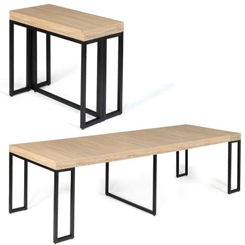 IDMarket - Mesa consola extensible Toronto 14 personas 300 cm diseño industrial