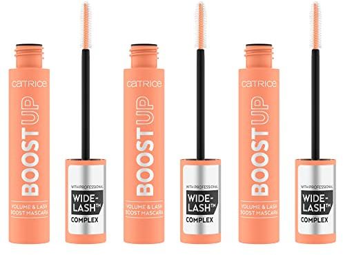 Catrice BOOST UP Volume & Lash Boost Mascara, Nr. 010, Schwarz, volumengebend, mit Ölen, wachstumsfördernd, vegan, ohne Mikroplastikpartikel, Nanopartikel frei, ohne Parfüm, 3er Pack (3x11ml)