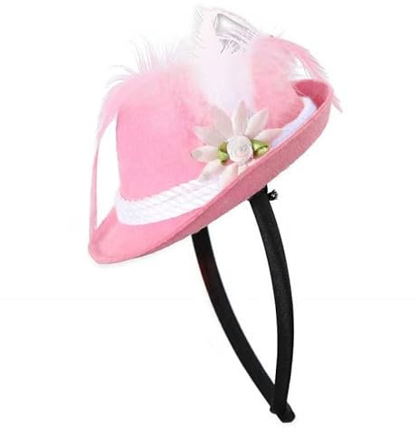 KarnevalsTeufel Haarreif Bavaria Mini-Trachtenhut Party Hut Federschmuck Volksfest Bierfest Wies`n Bayern Raute Edelweiß (rosa Hut)