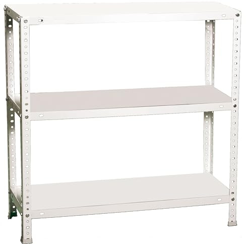 Simonrack Schwerlastregal, Lagerregal, 100x100x30 Metallregal, Kellerregal, Biegestelle 100 kg, 3 Fachböden, Weiss - Comfort, Weiß
