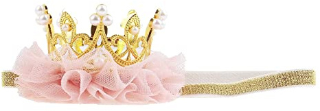 Nishine prinsessa ungt barn tiaror elastisk baby födelsedagsfest krona pannband foto prop gåva (guld)