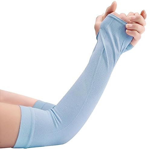 Radfahren Armwärmer Sommer Eisstoff Laufen Radfahren Lange Ärmel Unisex Sonnenschutz Sport Manschetten Abdeckung Blau, Einheitsgröße