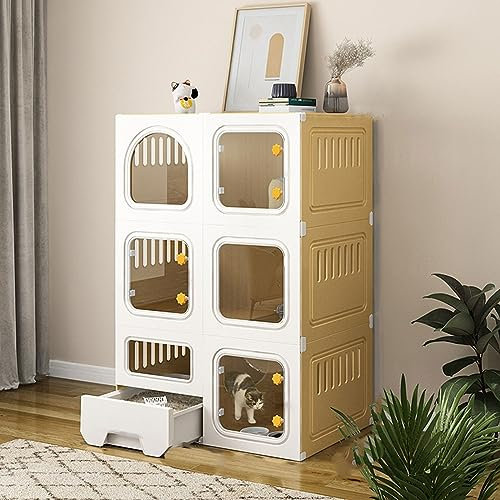 XIAOZHUANGXIONG Katzenkäfig XXL Indoor, DIY Kleintierkäfig for Kaninchen, Kunststoffmaterial, Katzenschrank Im Nordischen Stil, Wahlweise Zweischichtig und Dreischichtig (Color : A, Size : 3 Layer)