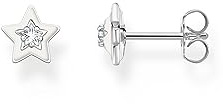 THOMAS SABO Ohrstecker Stern mit weißen Steinen und weißer Kaltemaille Silber 925 Sterlingsilber, Kaltemail