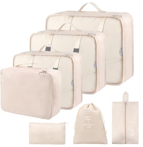 Koffer Organizer Set 7-teilige Wasserfester Packwürfel Kofferorganizer Packtaschen Set Packing Cubes