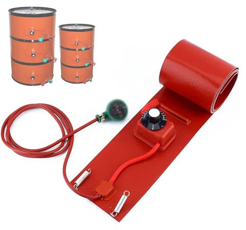 YHUEGH Silikonheizung DIY Ölfassheizung Fass Bandheizung Eimerheizung mit einstellbarem Thermostat Silikonkautschukheizung Öl-Gas-Tankheizung zum Heizen und Begleitheizung 125 * 1740mm