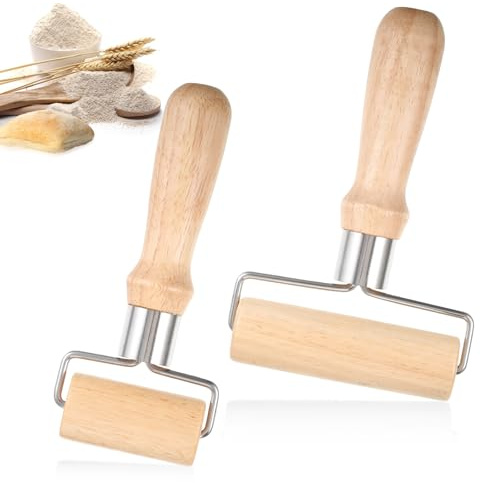 Nudelholz, 2 Stücke Teigroller, Kleine Und Mittlere Teigrolle, Rolling Pin Holz Geeignet Backrolle Backzubehör zum Ausrollen von Teig mit Der Hand, Pizza, Desserts Und Knödelhäuten