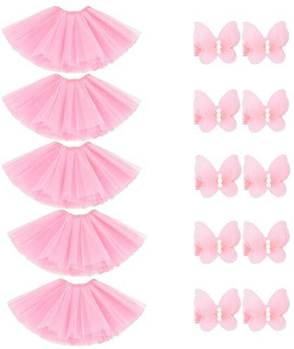 BGFKS Tutu Skirt for Girls,5 Pack Tutu Skirt Set with Hairclips for 2-8 Years.