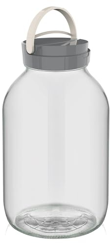Best House Glass Jar with plastic lid - 5 Litres, Handle for Easy Carrying Lightweight and Durable Easy to Keep Clean (Pack of 1)
