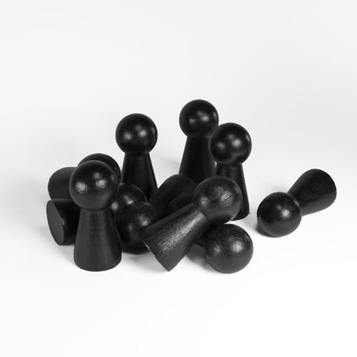 Spieltz Spielfiguren - große Schwarze Halmakegel aus Holz, 19/40 mm, Made in Germany, für Brettspiele + zum Basteln (schwarz, 50 Stück)
